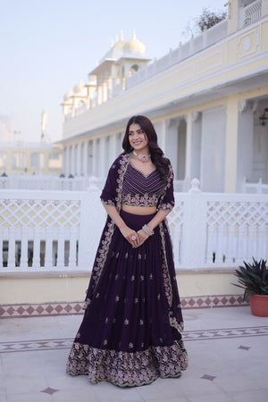 Deep purple festive lehenga choli set for wedding