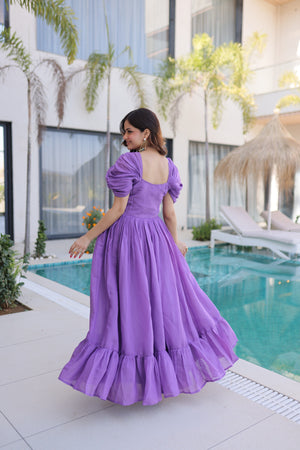 Stylish party wear gown with beads work and cotton inner for comfort