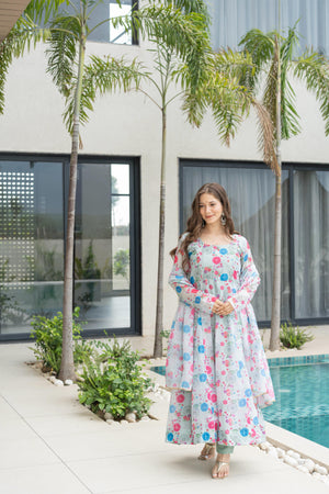 Vastralyn exclusive floral print Anarkali gown for women