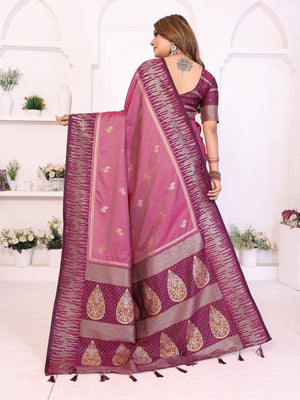 rose pink dual tone south soft silk saree