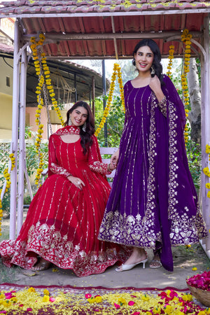 wedding wear embroidered anarkali gown