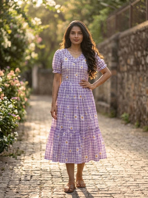 lavender muslin silk kurti stylish design