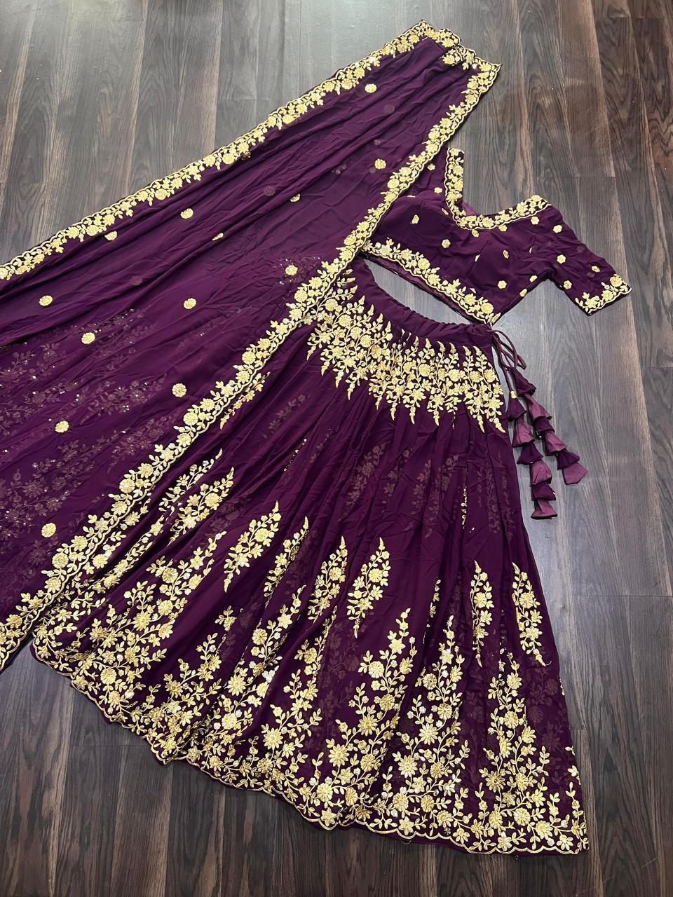 stitched lehenga with cancan