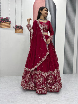 Full stitched maroon choli with sequence work