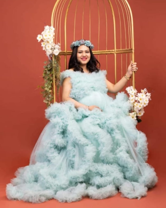 Ruffled Maternity Gown