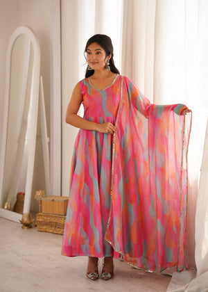 Latest Multicolor Ethnic Gown Set Online India