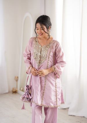 Traditional sky blue kurti pant set