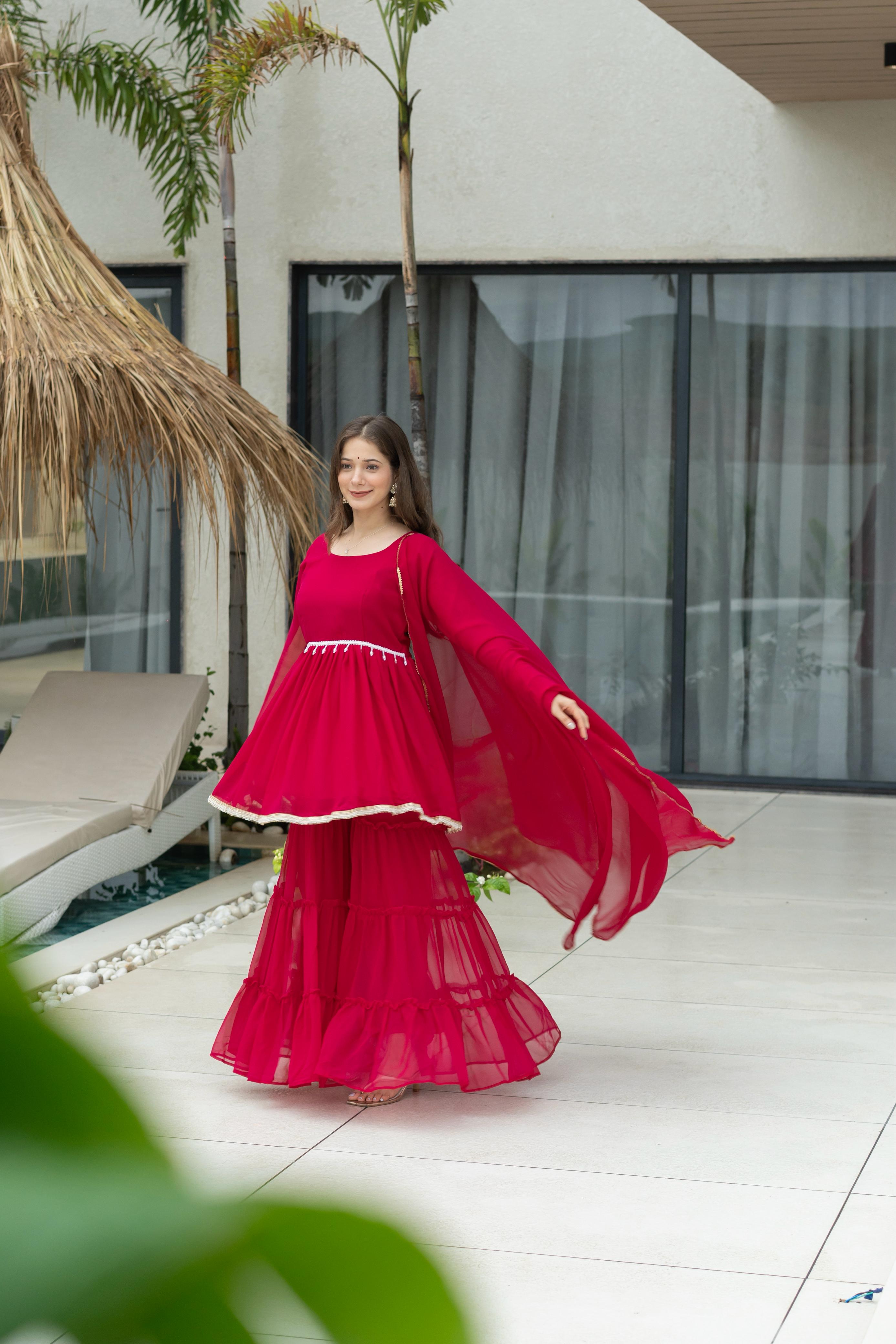 Full Look of Kediya Sharara Set for Indian Festivals