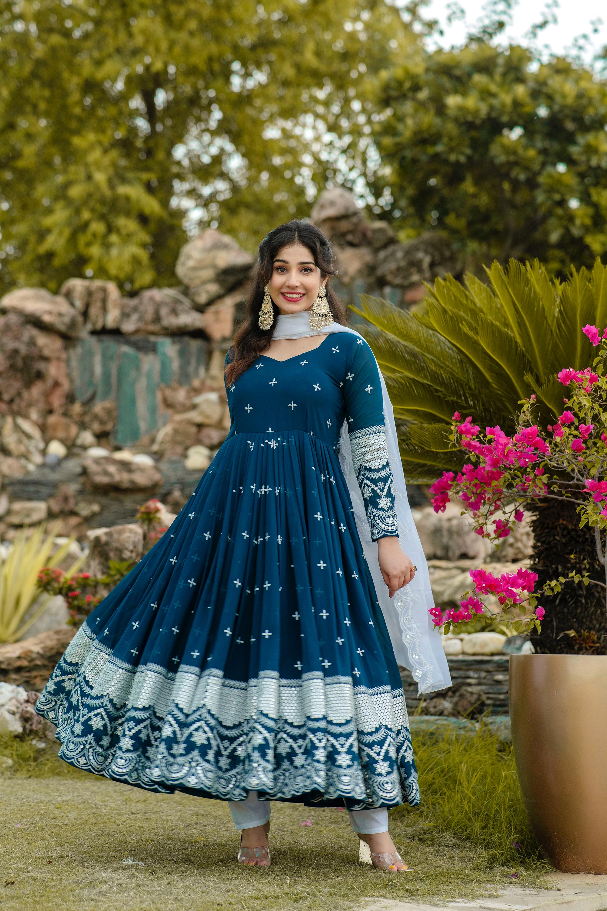 Full sleeve embroidered Anarkali dress for women