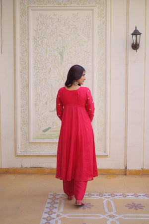 olive green embroidered kurti set