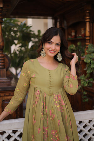 chanderi embroidered kurta set for women