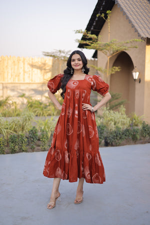 Stylish puff sleeve cotton kurti outfit