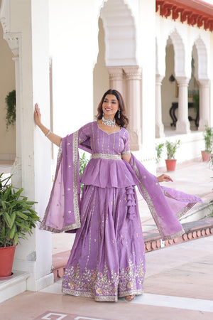 Festive lavender lehenga with dupatta