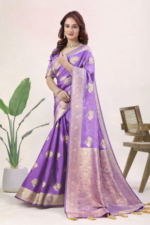 Traditional jacquard saree for festive wear