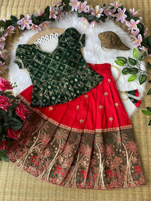 Girls festive lehenga set with shimmer blouse