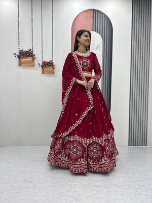 Bridal style maroon lehenga for festivals