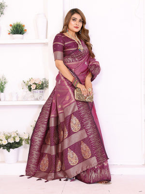 Festive wear rose pink silk saree for women