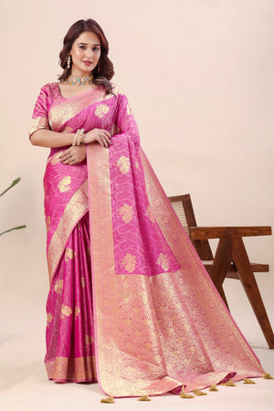 Festive Banarasi saree in vibrant colours