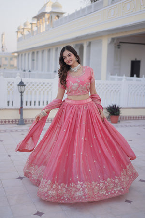 Party wear pink lehenga choli set