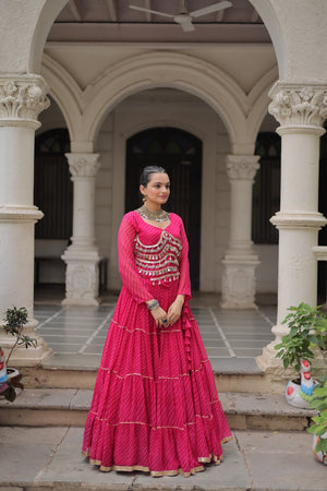 Pink Long sleeve Lehenga for women