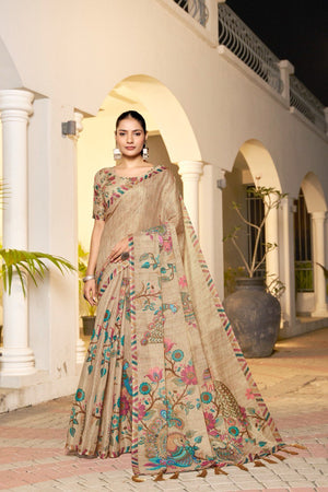 Traditional folk art peacock saree