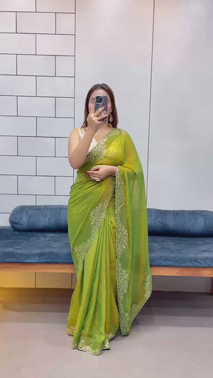 Elegant Fendy silk saree with matching blouse