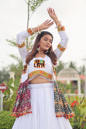 Traditional white lehenga for cultural events