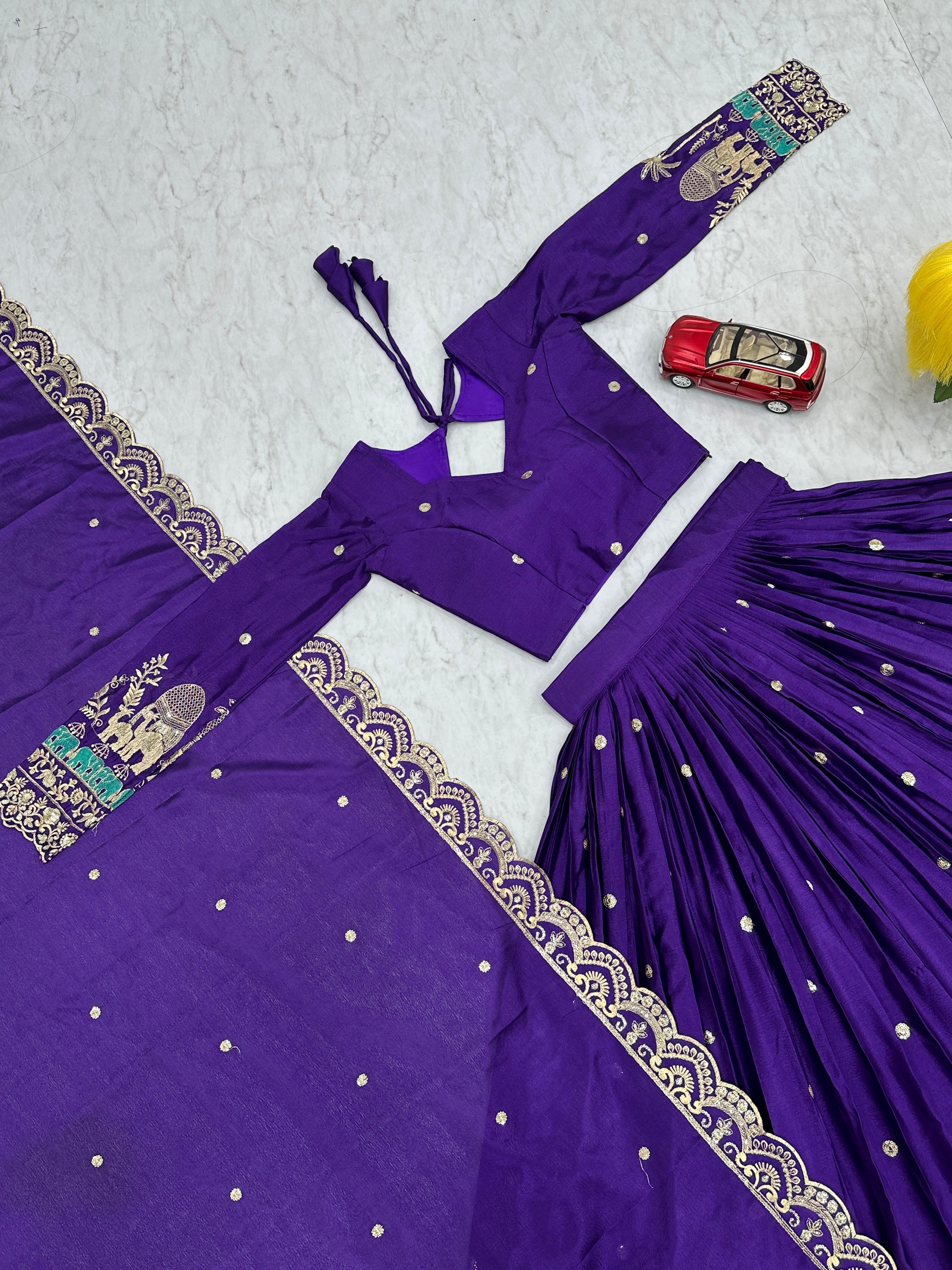 Dupatta Detailing in Purple