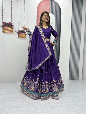 Dupatta Border Close-up – Purple Set