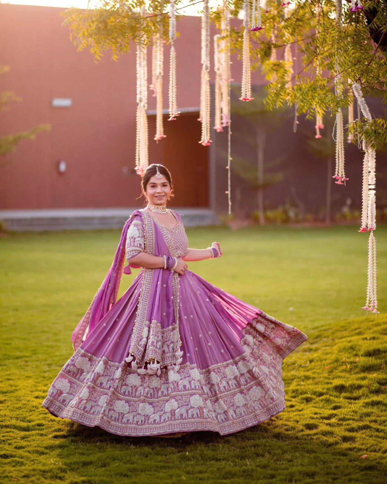 Traditional festive lehenga with sequin detailing