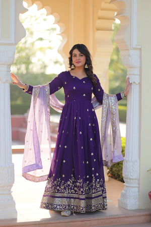 Zari and Sequins Work Gown with Fendi Dupatta vastralyn collection