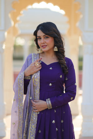 Purple Long Gown for Wedding Functions