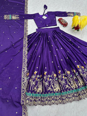 Purple Lehenga Full Flatlay