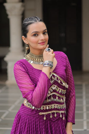 Traditional Purple Gota Patti Lehenga vastralyn