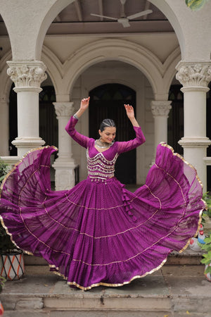 Festive Purple Leheriya Print Outfit vastralyn