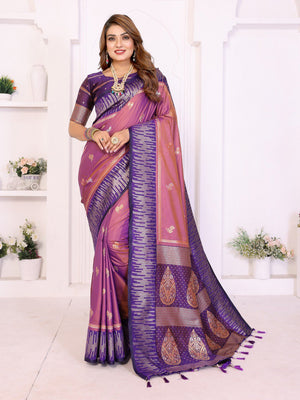 Festive wear purple silk saree for women