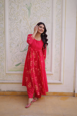 floral embroidery kurti set women