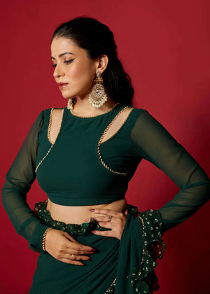 Digital print skirt-style saree with stylish pallu