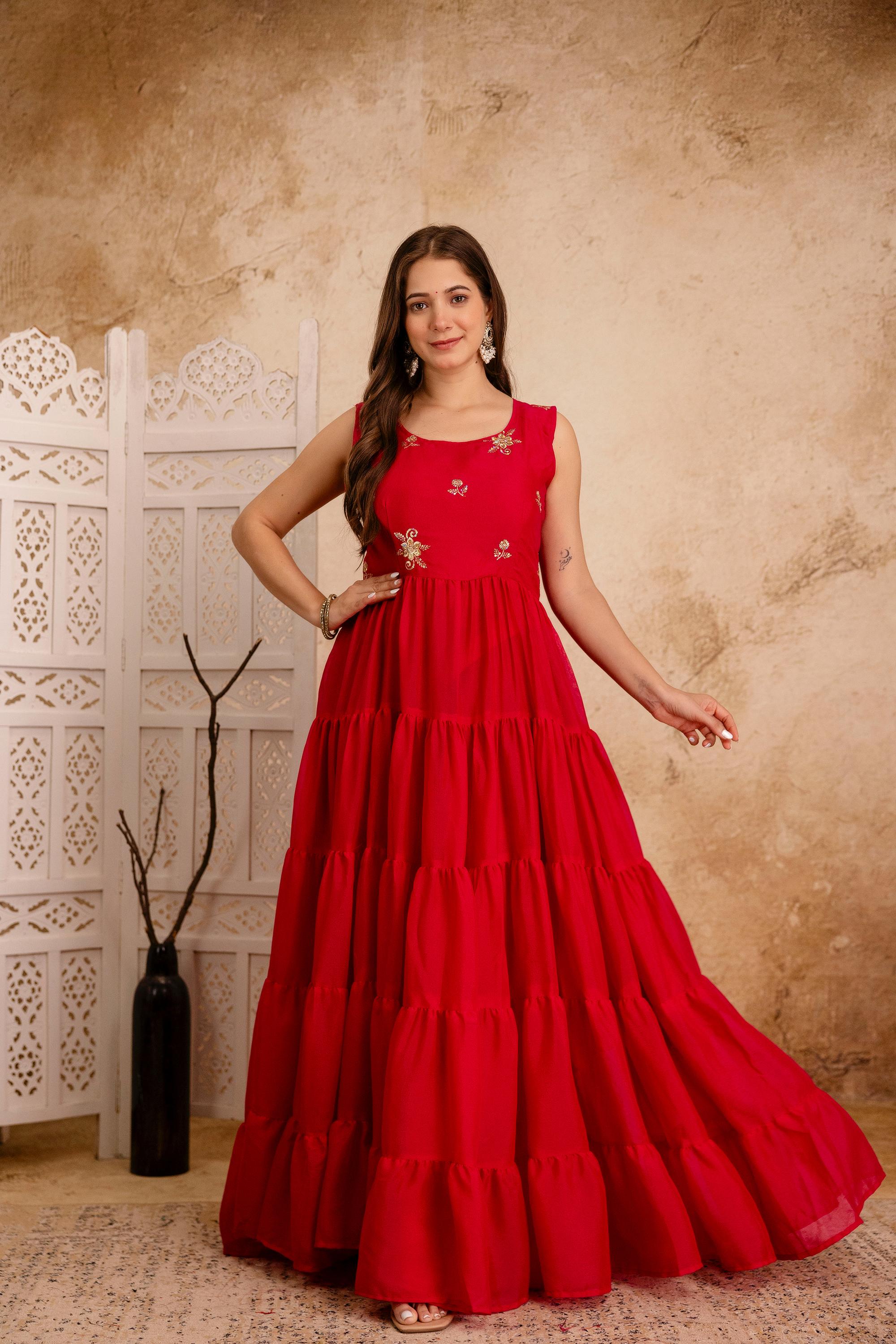 Designer heavy georgette Anarkali set with detailed embroidery
