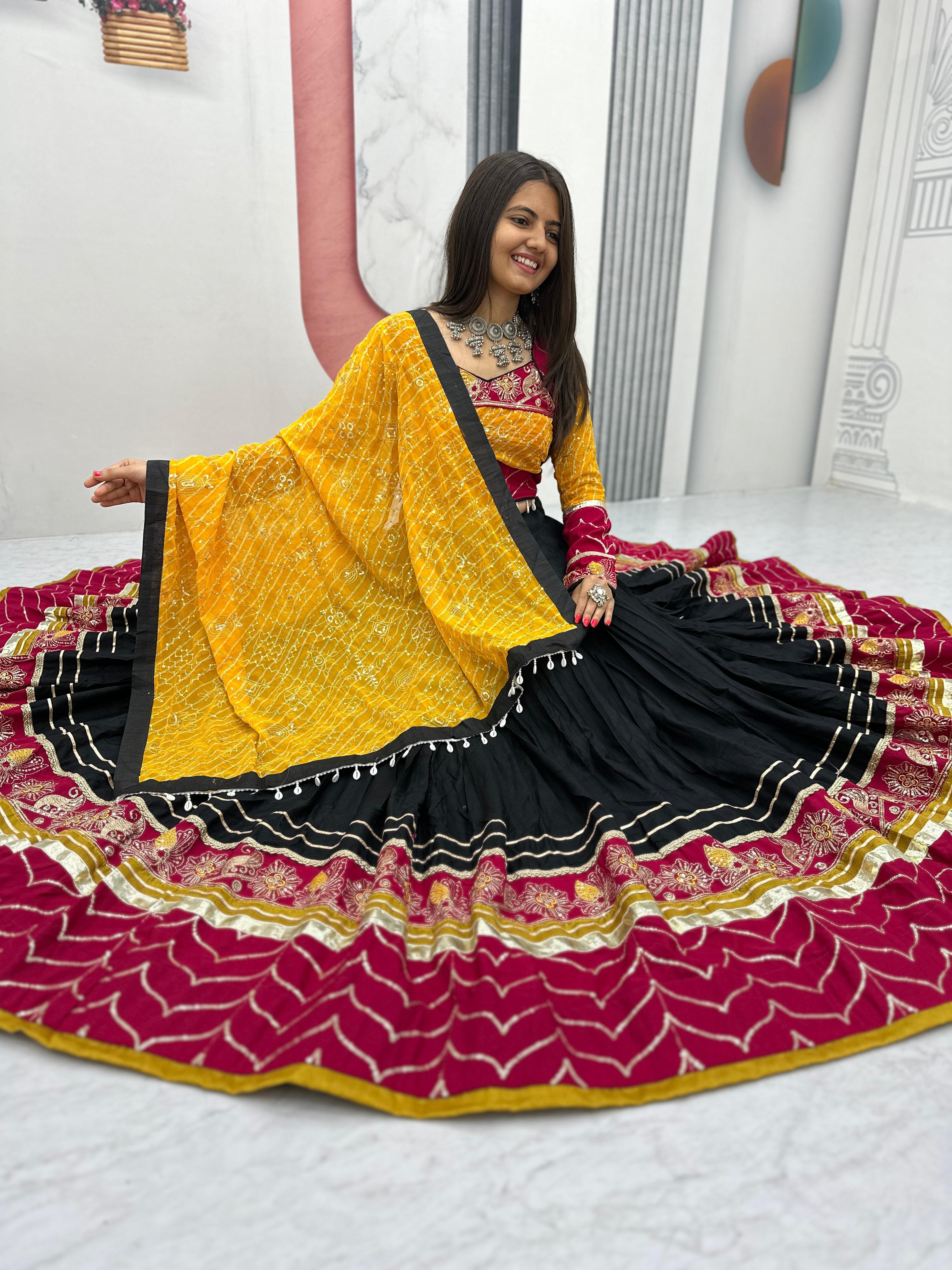 Traditional festive lehenga set in vibrant colors