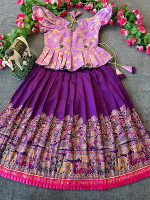 meenakari work lehenga for girls vastralyn online