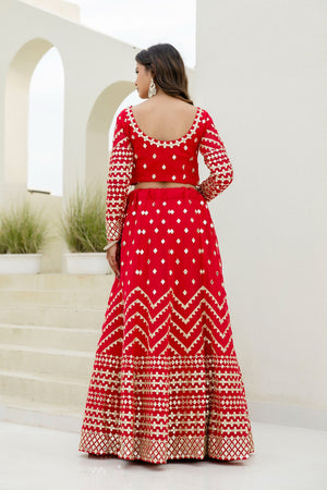 Bridal wear red georgette lehenga set