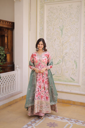 Traditional floral gown set for women