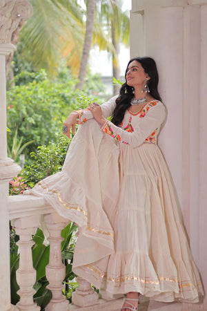 Designer Indian ethnic wear off-white gown collection