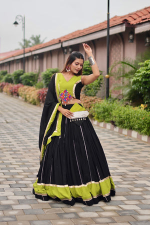 Pure cotton lehenga choli with mirror work – front view