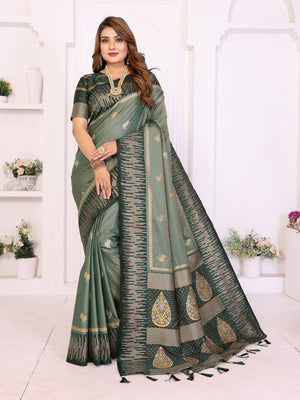 Party wear dual tone green saree