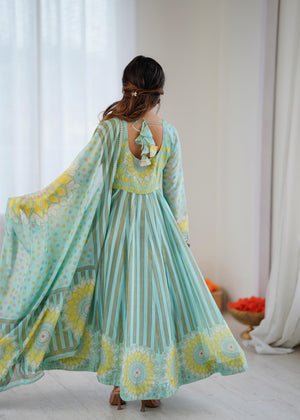 Long sleeve floral gown for women