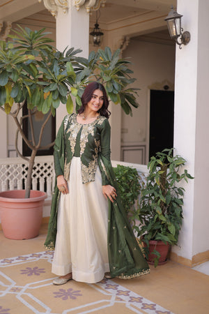 Party wear glass roman gown set