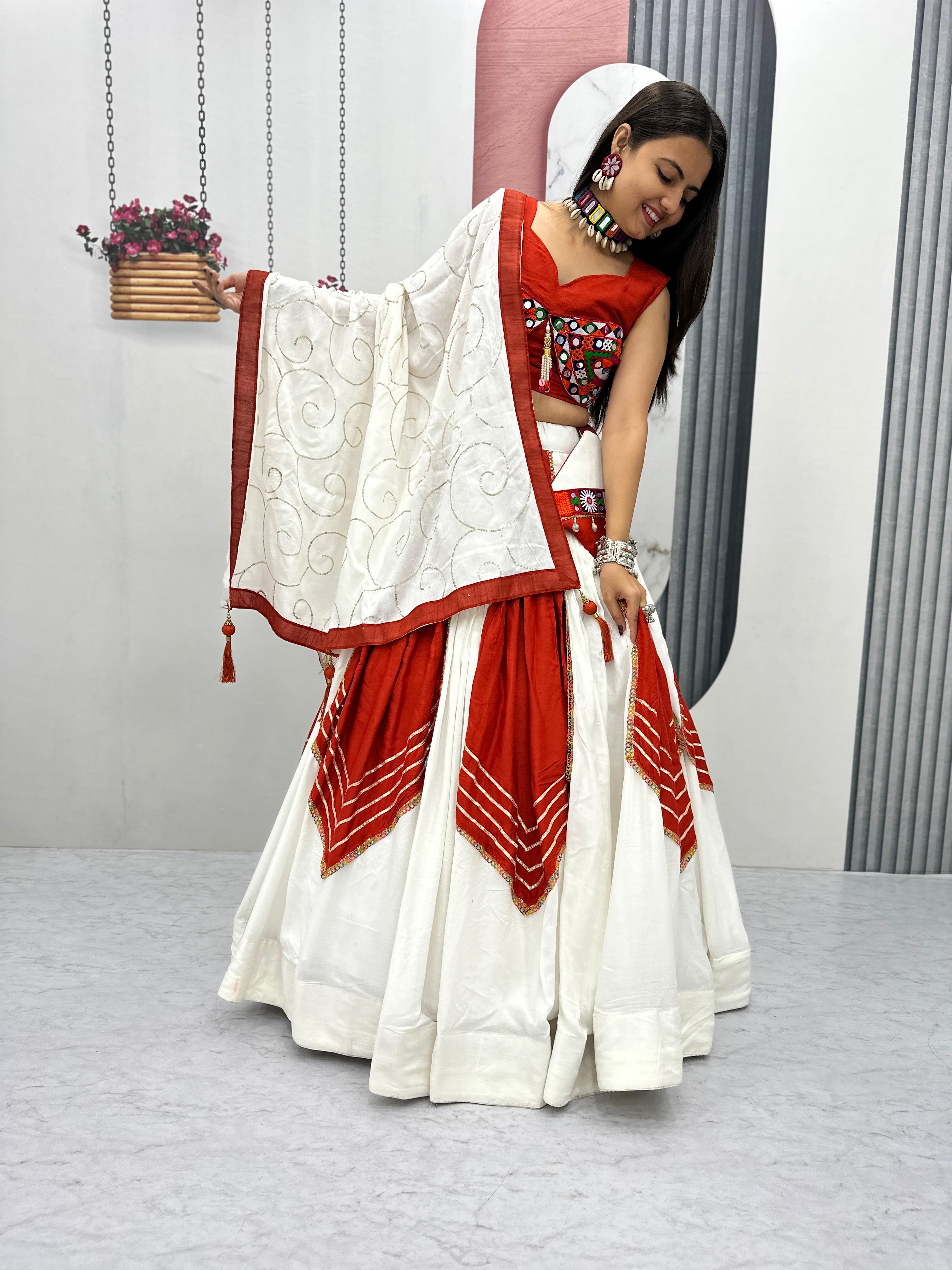 Real mirror work on festive choli