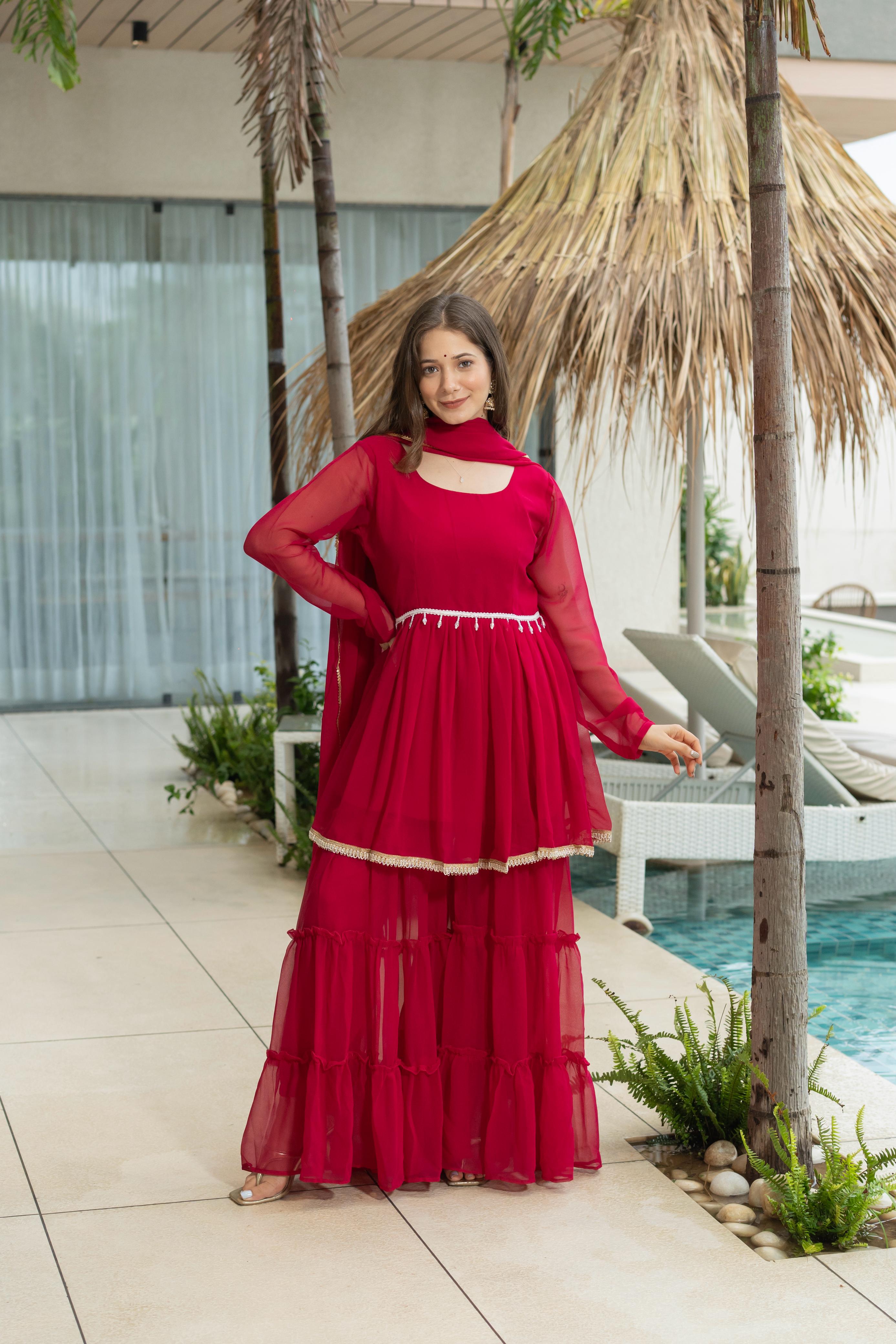 Navratri Kediya Sharara Set with Dupatta – Front View